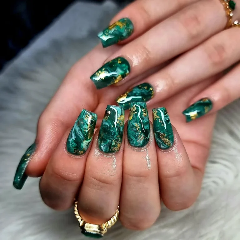 Green Marble St. Patrick's Day Nails Green Marble St. Patrick's Day Nails