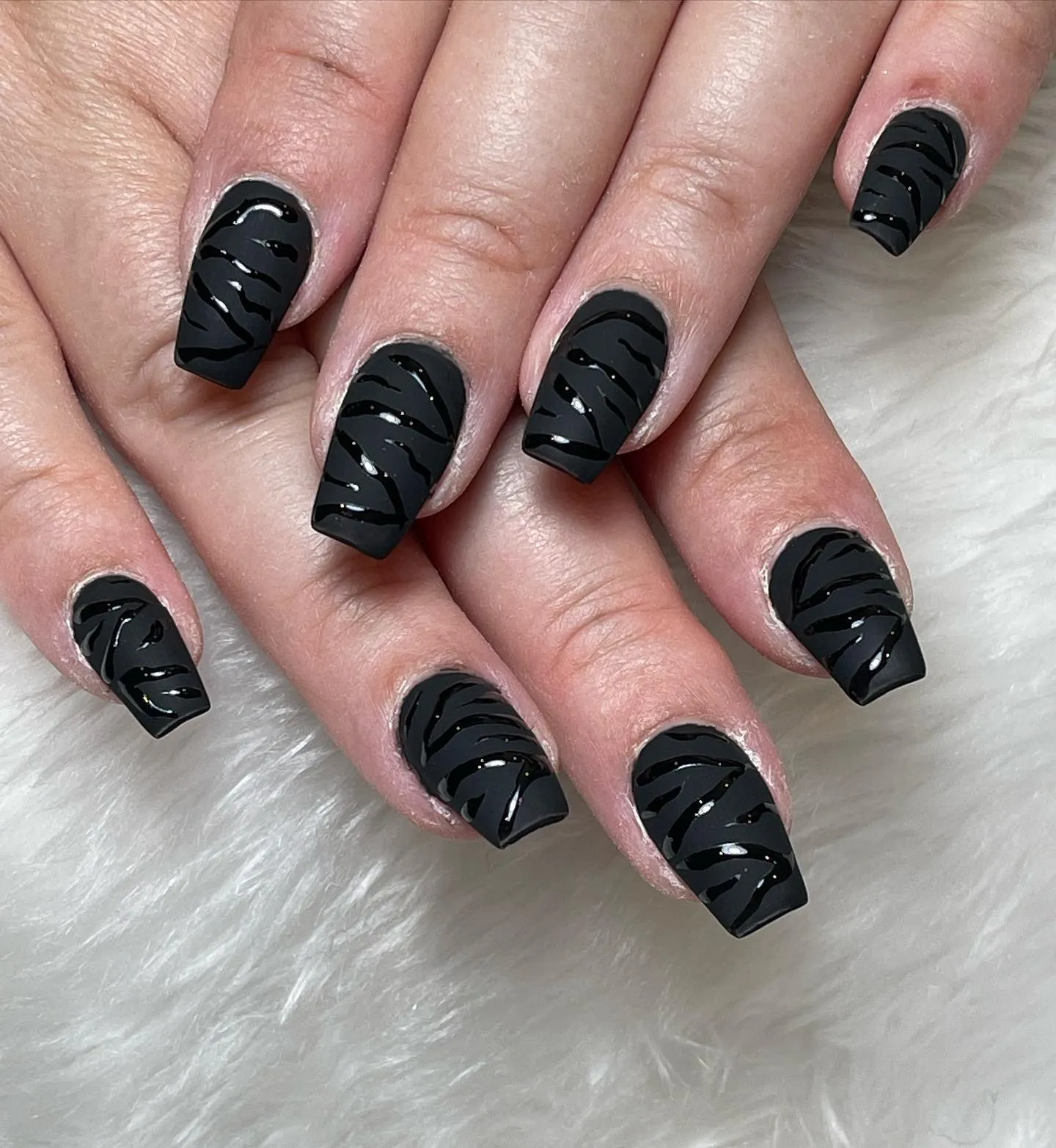 Coffin Matte Black Nail Designs