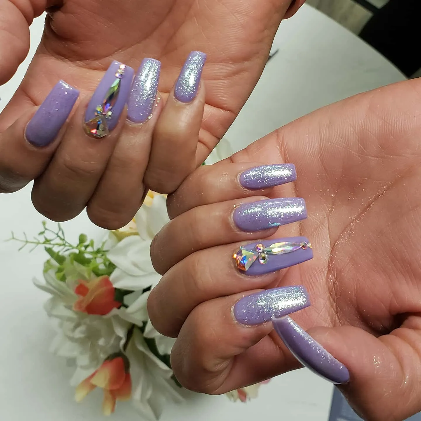 Gold & Rhinestone Nails