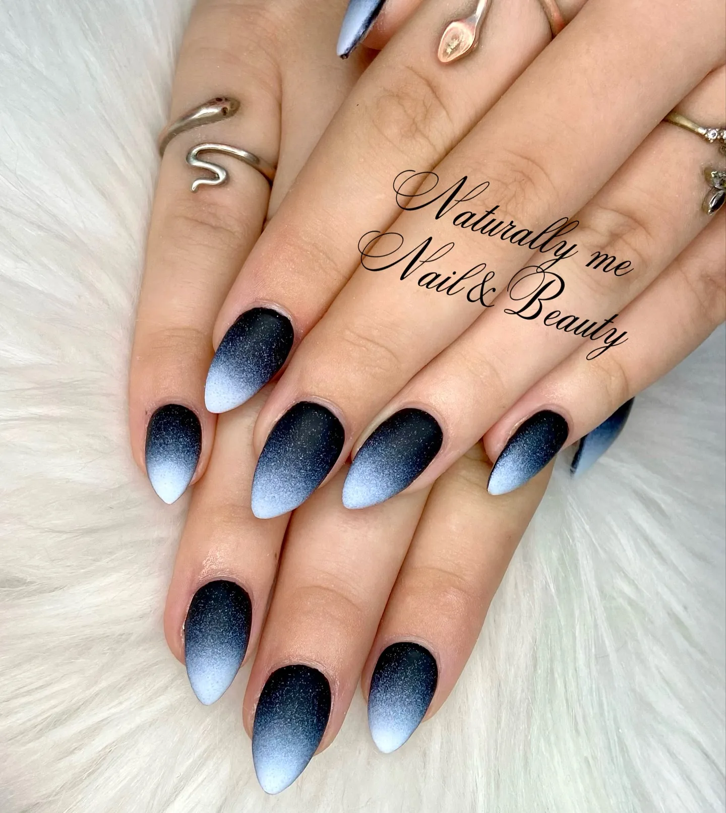 Blue and Black Ombre Nails for a Cool Vibe