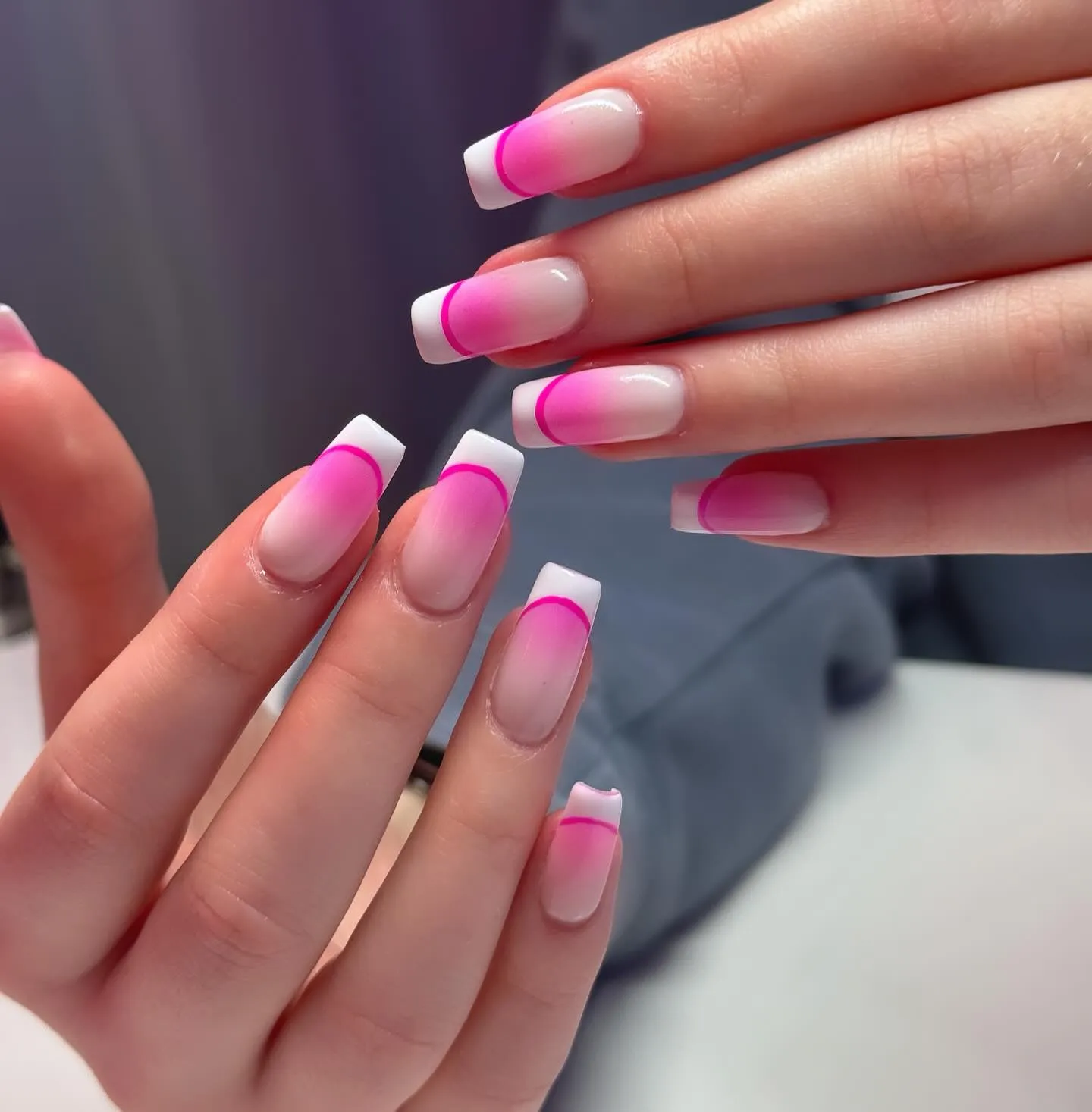 Pink and White Ombre Nails