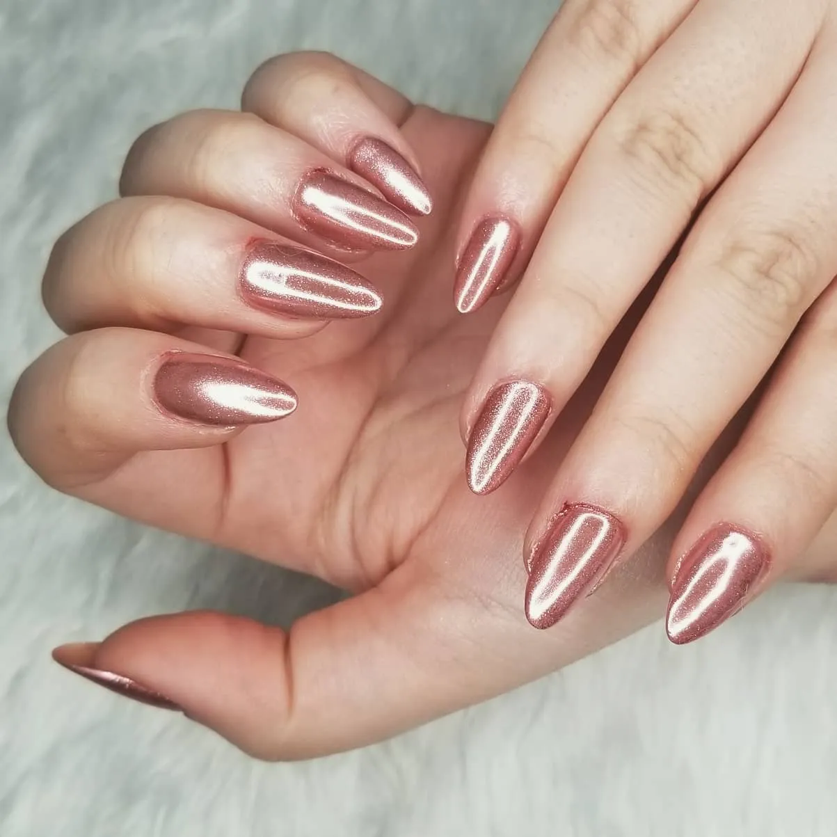 Rose Gold Chrome Nails