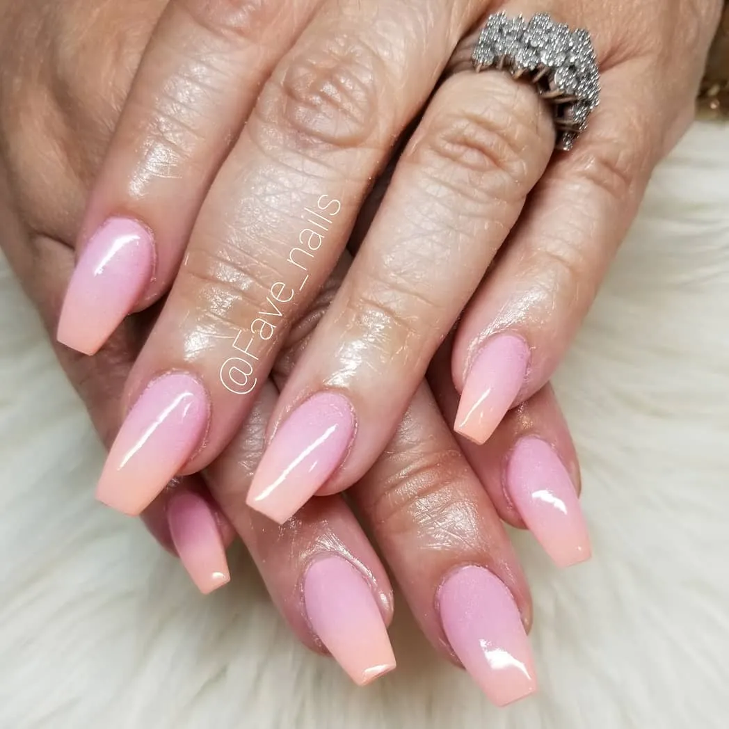 Pink and Coral Ombre Nails