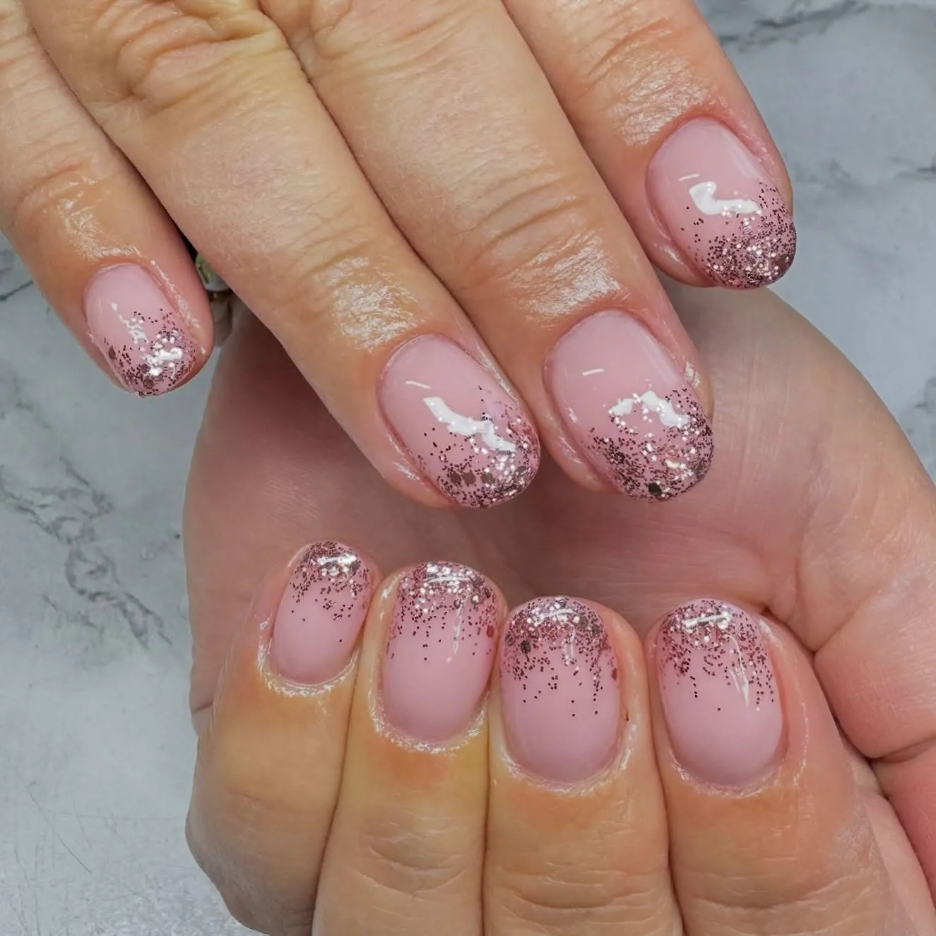 Pink Glitter Ombre  Nails