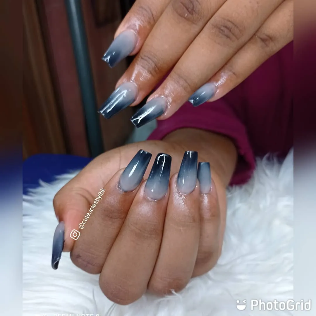 Black and Purple Ombre Nails with a Mysterious Edge