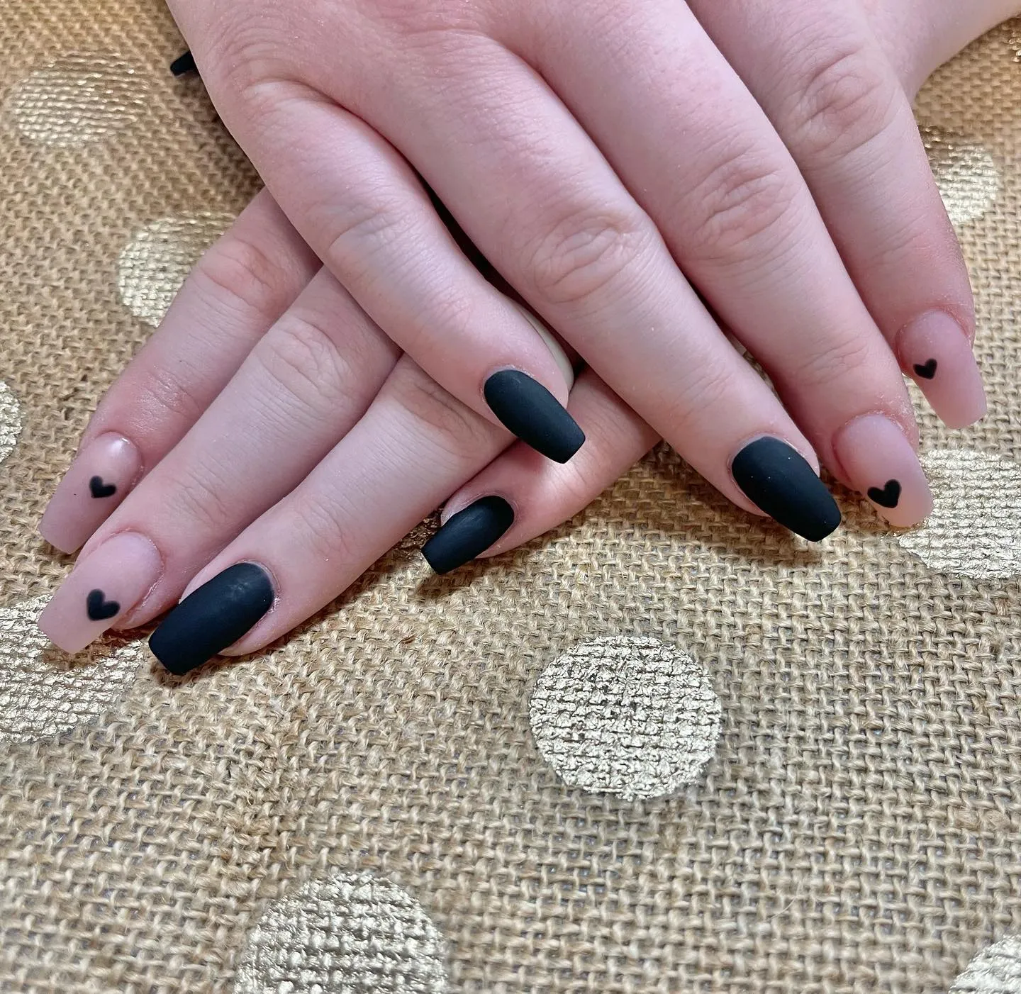 Black and Nude Base Nails