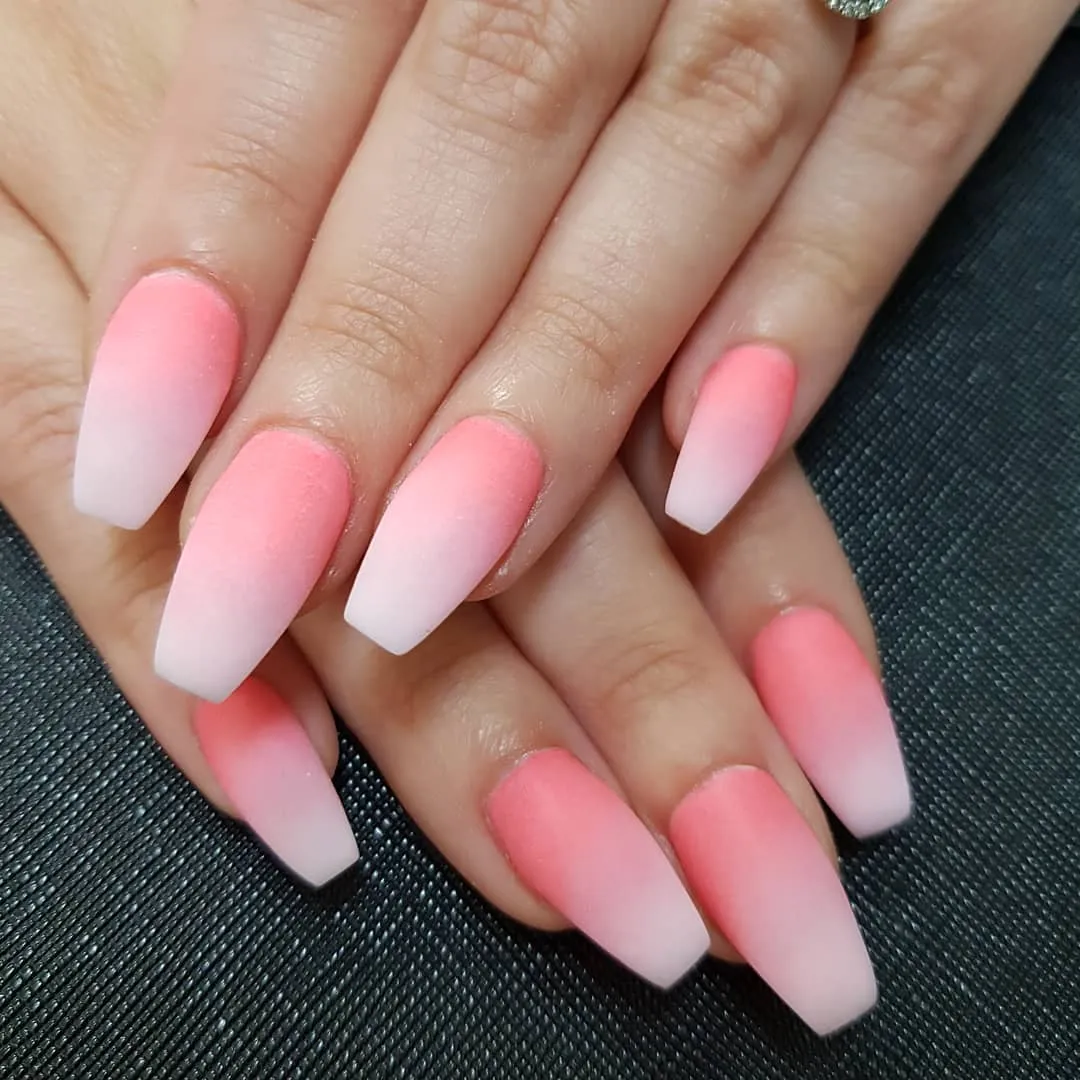 Matte Pink Ombre Nails