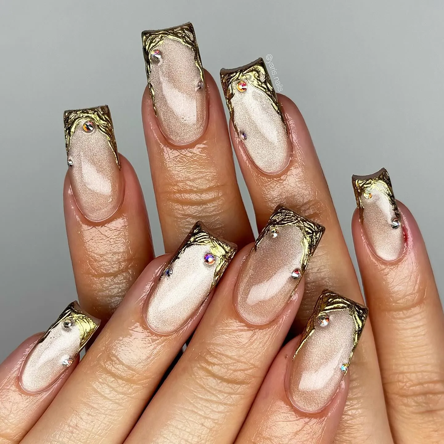 Abstract Rose Gold Nails