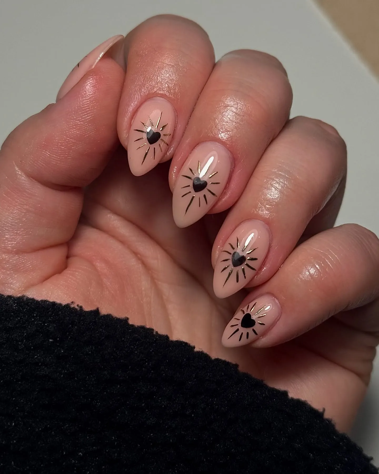 Heart Rose Gold Nails