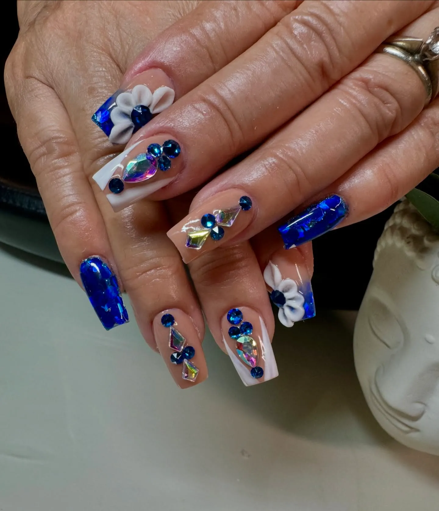 Rhinestone Effect Glitter Nails