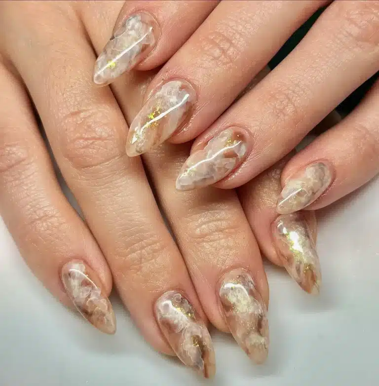 Marble Rose Gold Nails Marble Rose Gold Nails