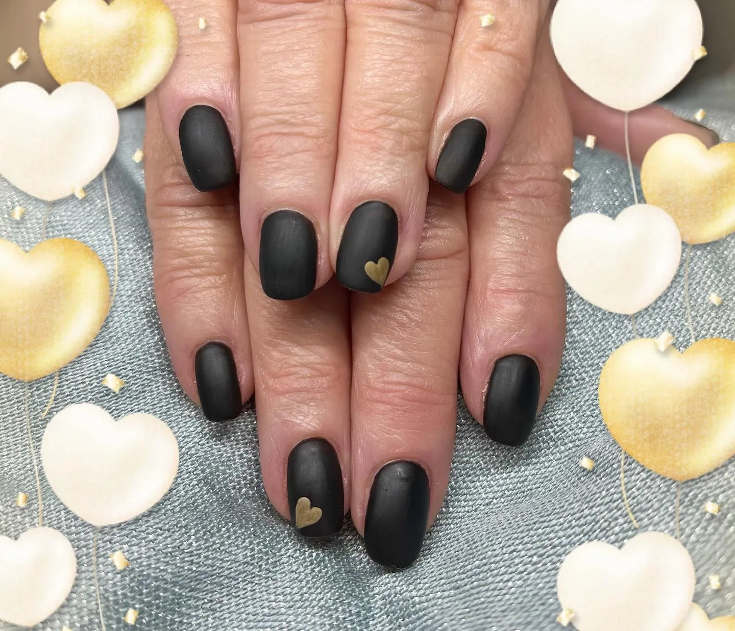Matte Black Heart Coffin Nails