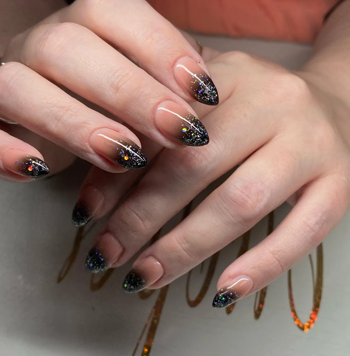 Glitter Black Ombre Nail Designs