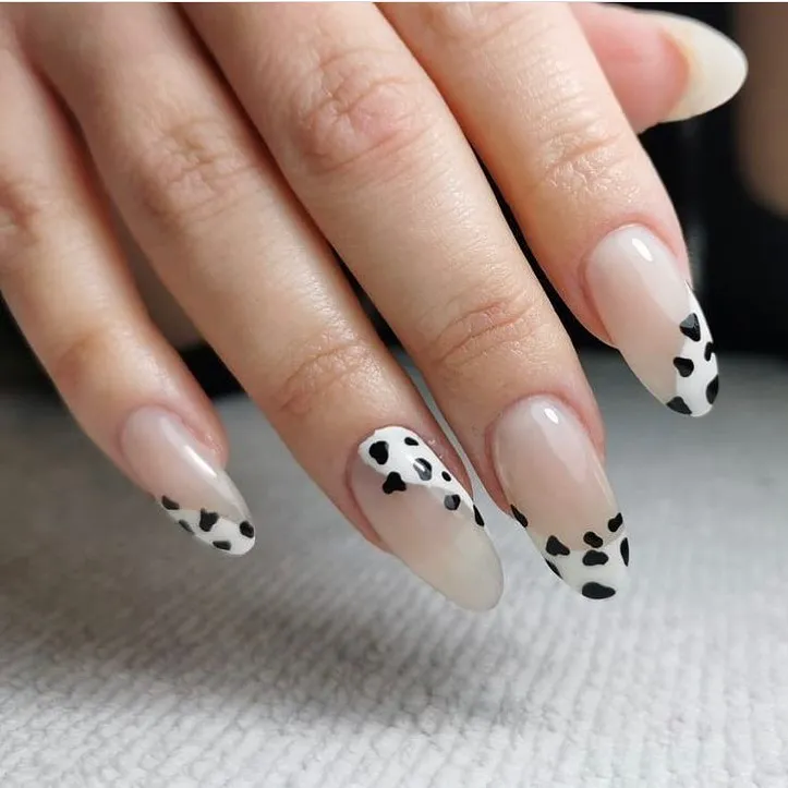 Leopard Print Black Matte Nails
