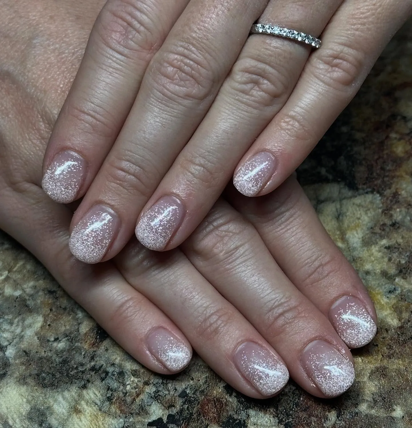 Shimmery Pink and Rose Gold Nails