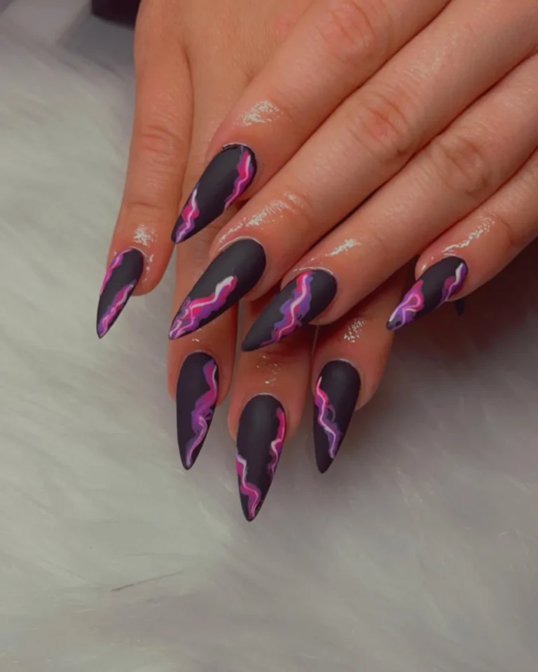 Matte Black Neon Nails