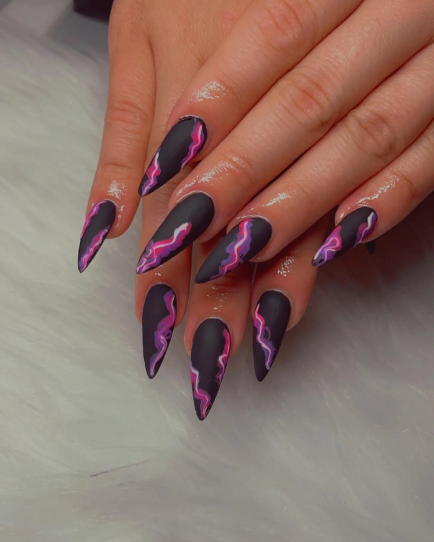 Matte Black Neon Nails