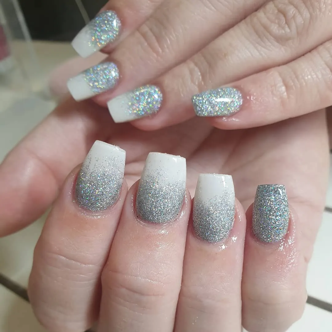 Coffin Sparkly Nails