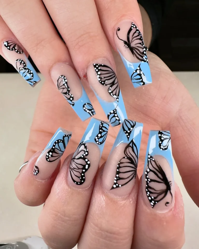 Matte Black Butterfly Nails Matte Black Butterfly Nails