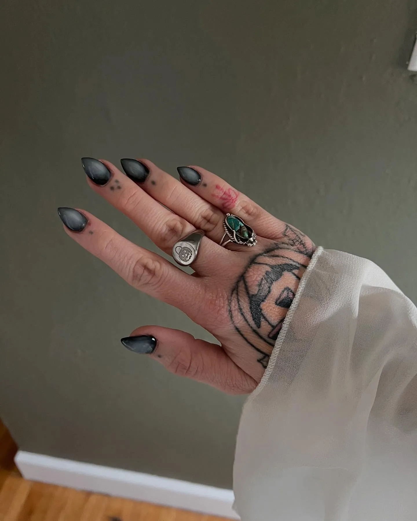 Matte Black Halloween Nails