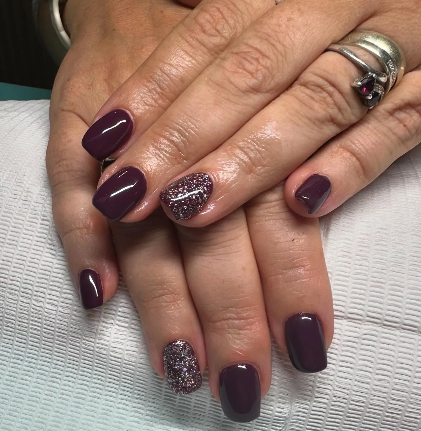 Deep Plum Nails with Glossy Finish