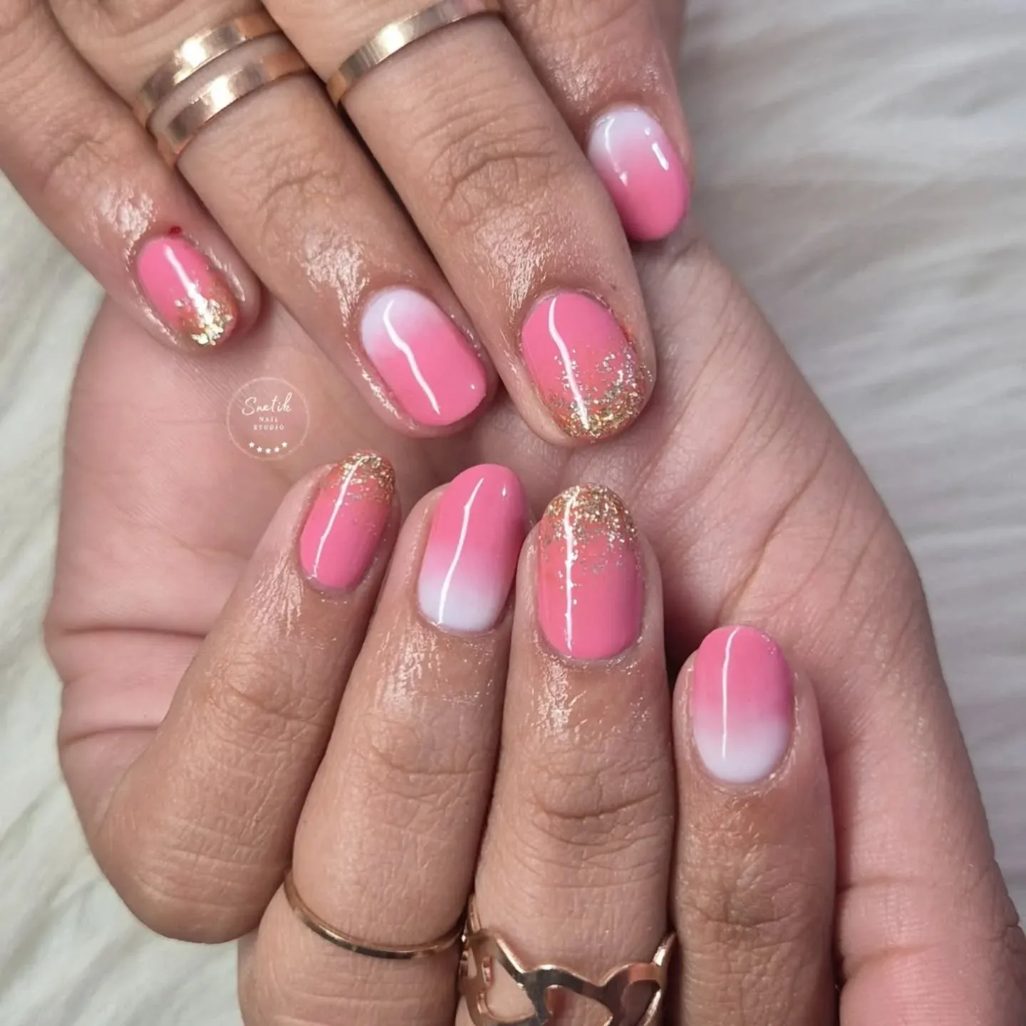 Pink Short Ombre Nails