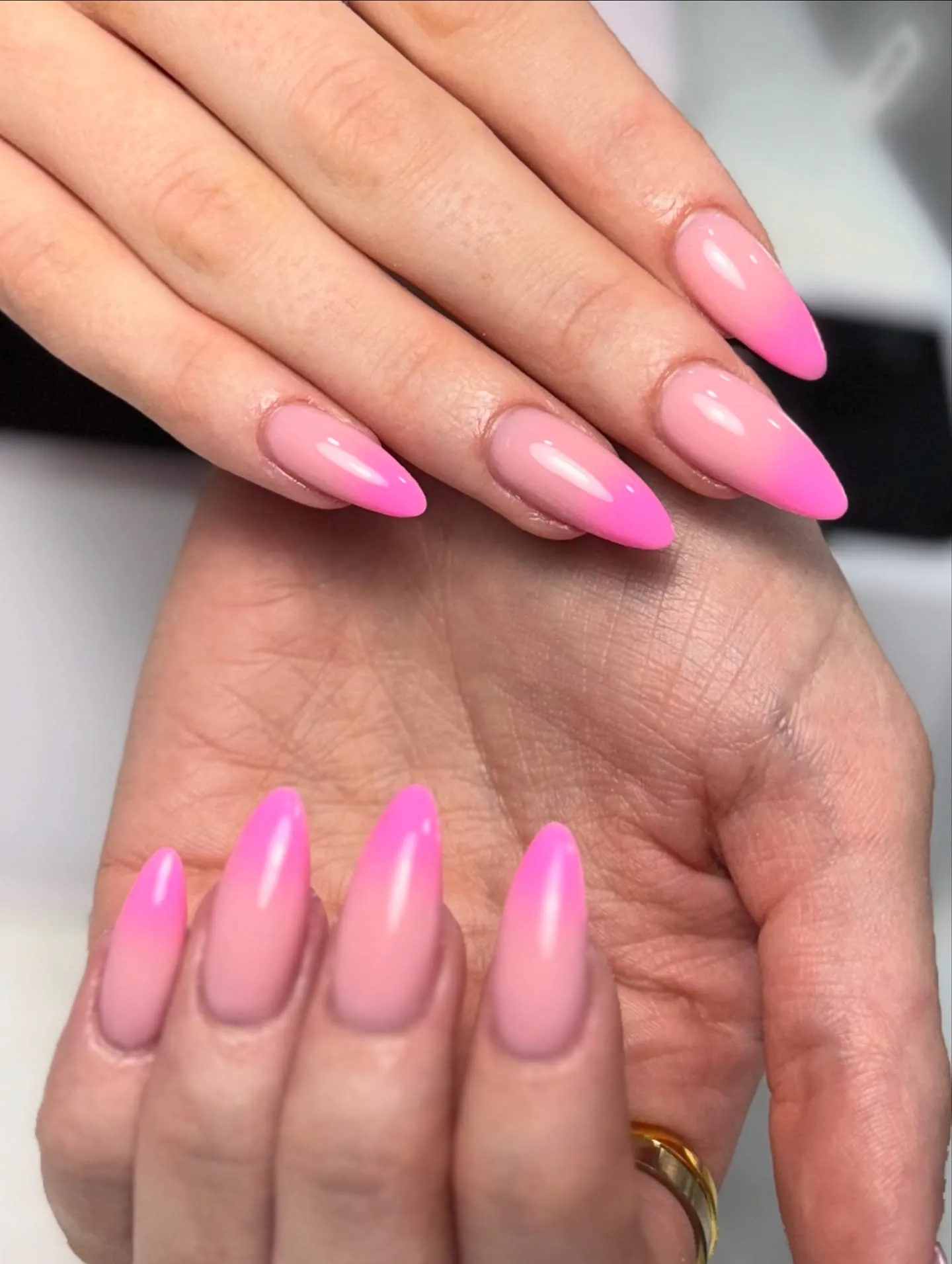 Long Pink Ombre Nails
