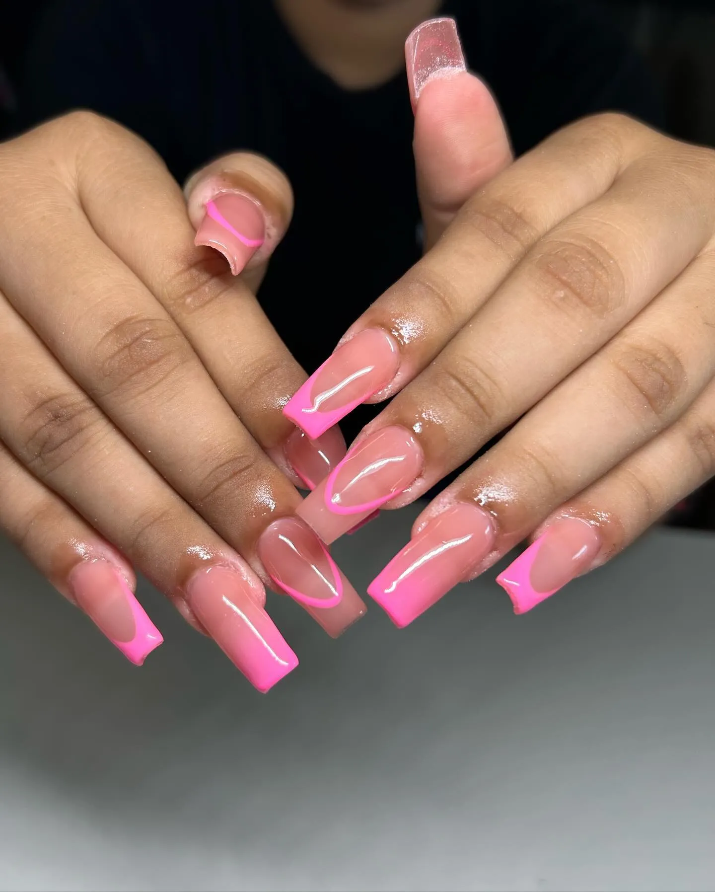 Pink Coffin Ombre Nails