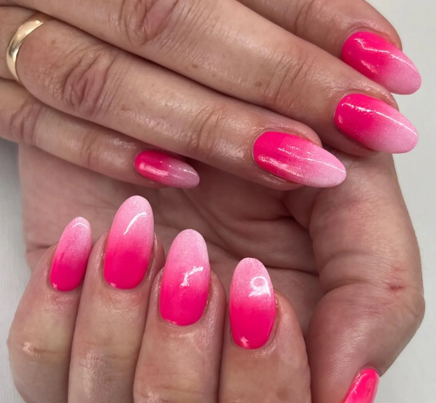 Pink Ombre Almond Nails