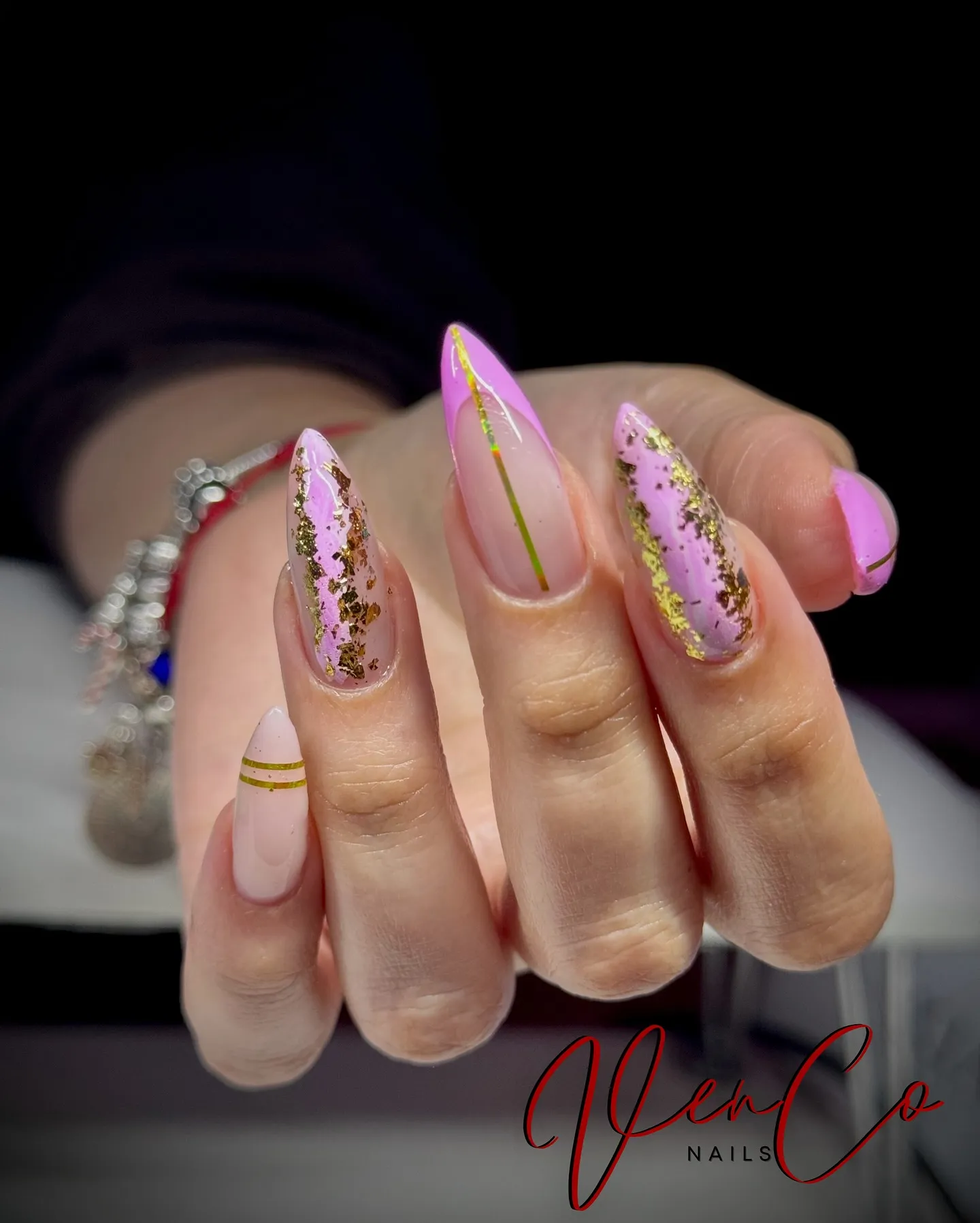 Rose Gold With Gold Foil Nails