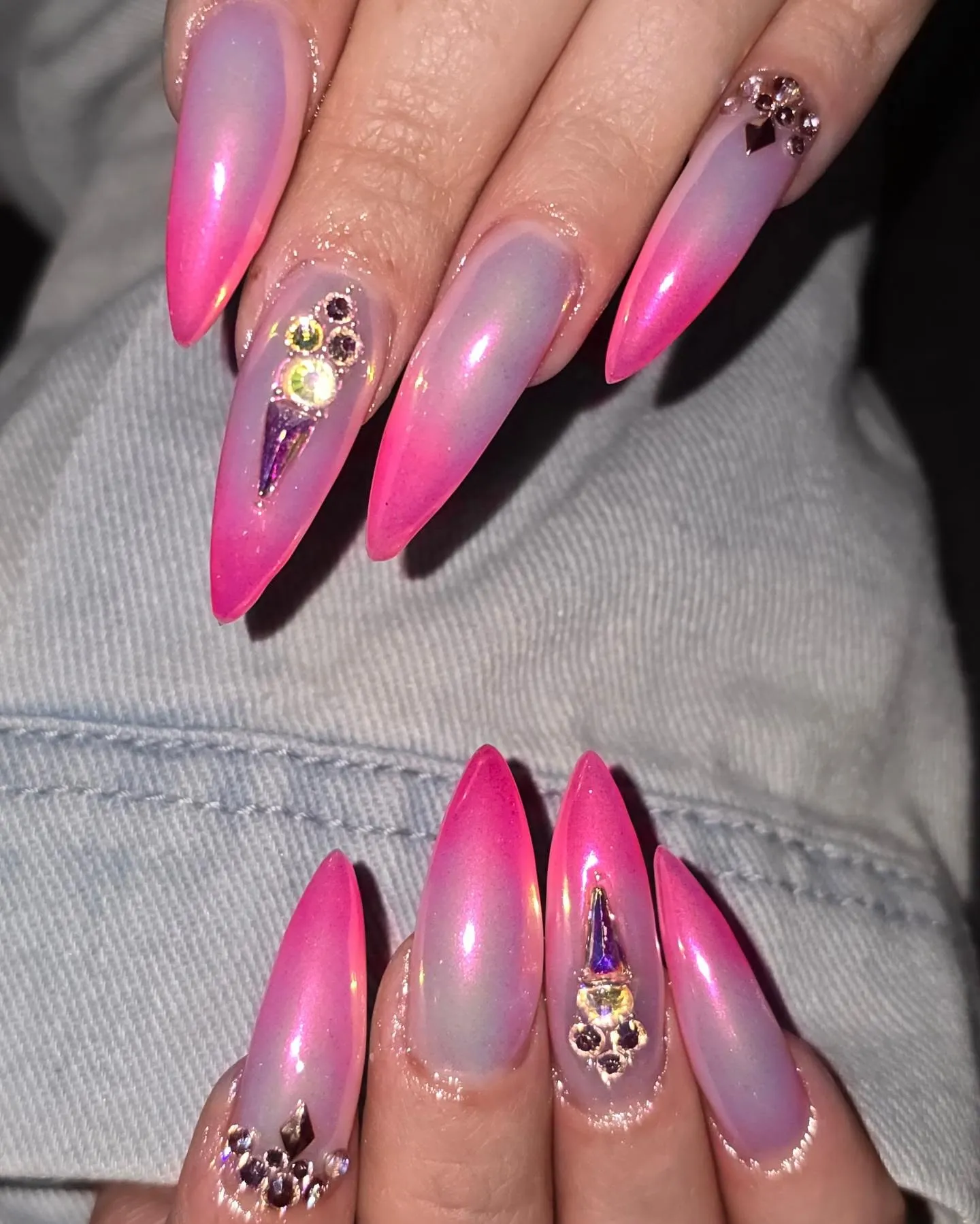 Pink Ombre Stiletto Nails