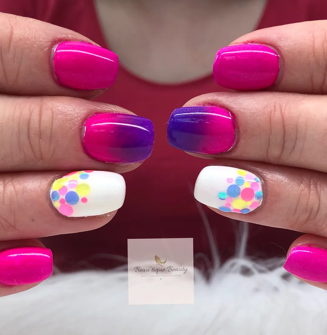 Purple Nails with Neon Accents