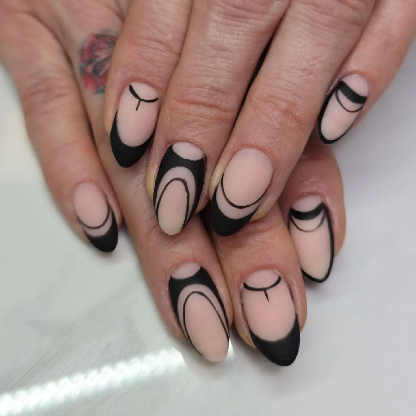 Negative Space Matte Black Nails