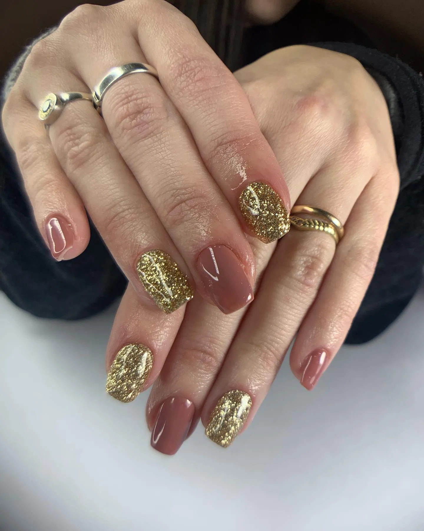 Spring Nails in Soft Rose Gold Tones
