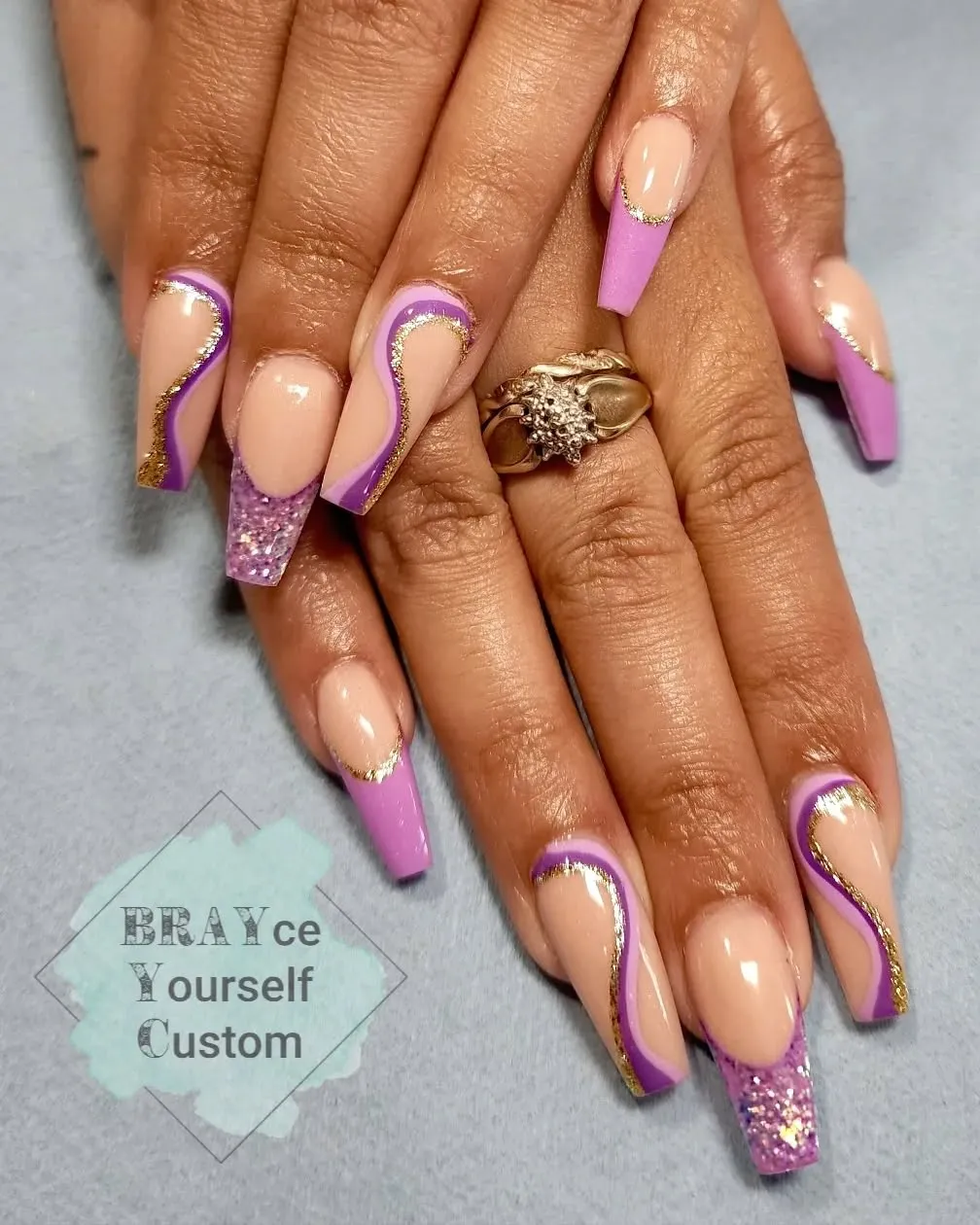Purple Swirls & Gold Accents