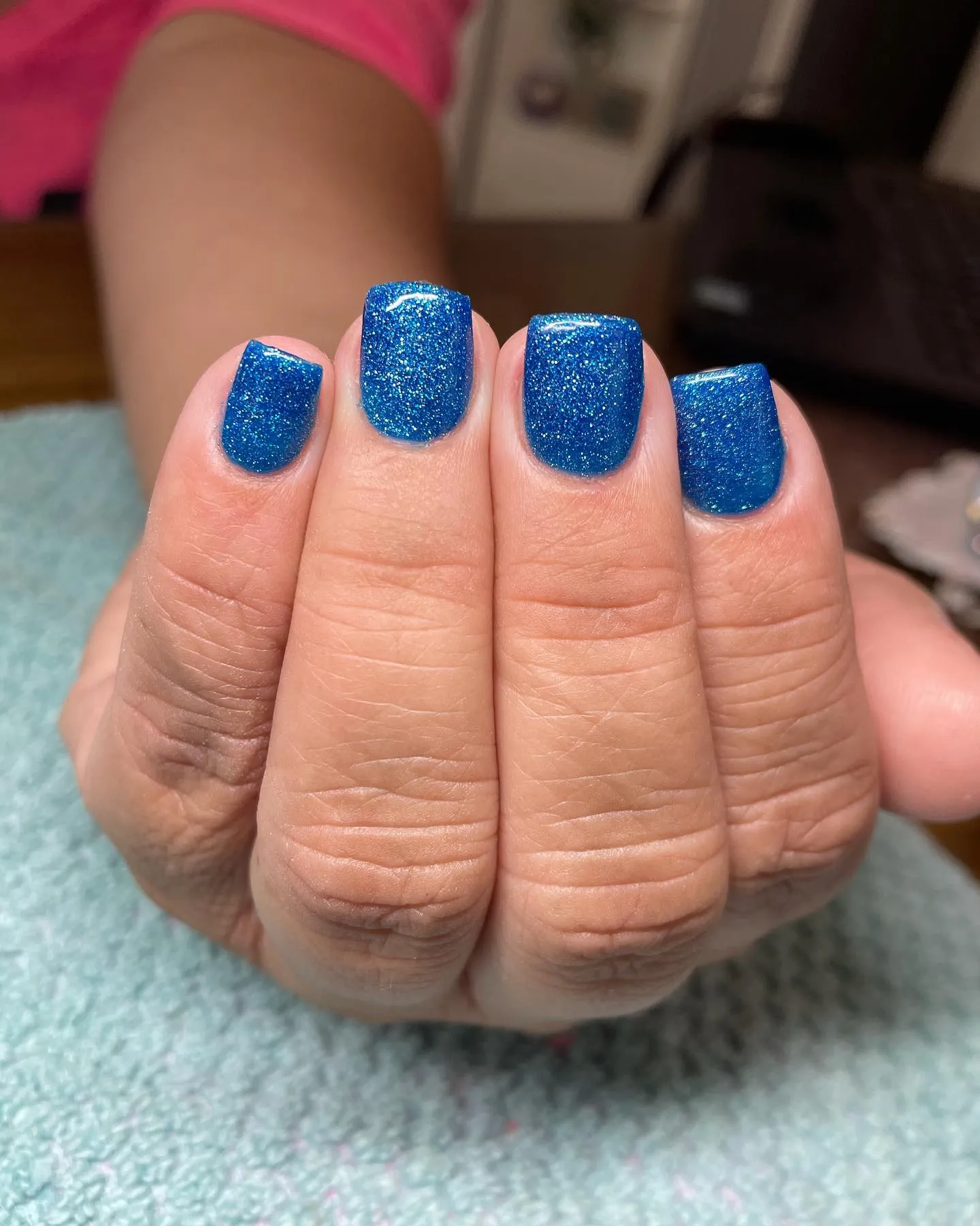 Blue Glitter Aura Nails