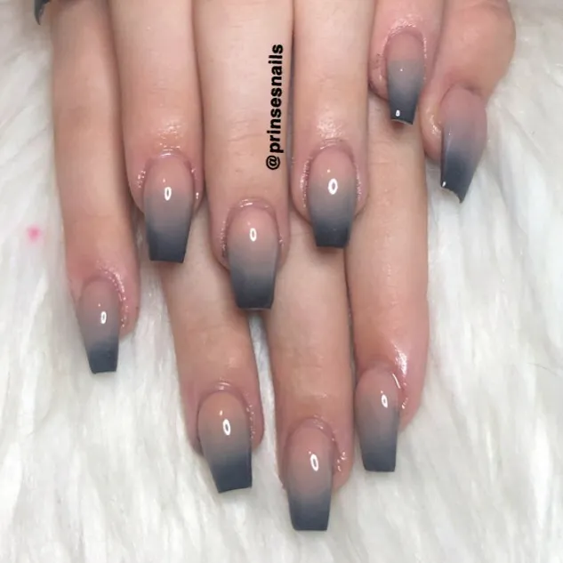 Black Ombre Coffin Nails