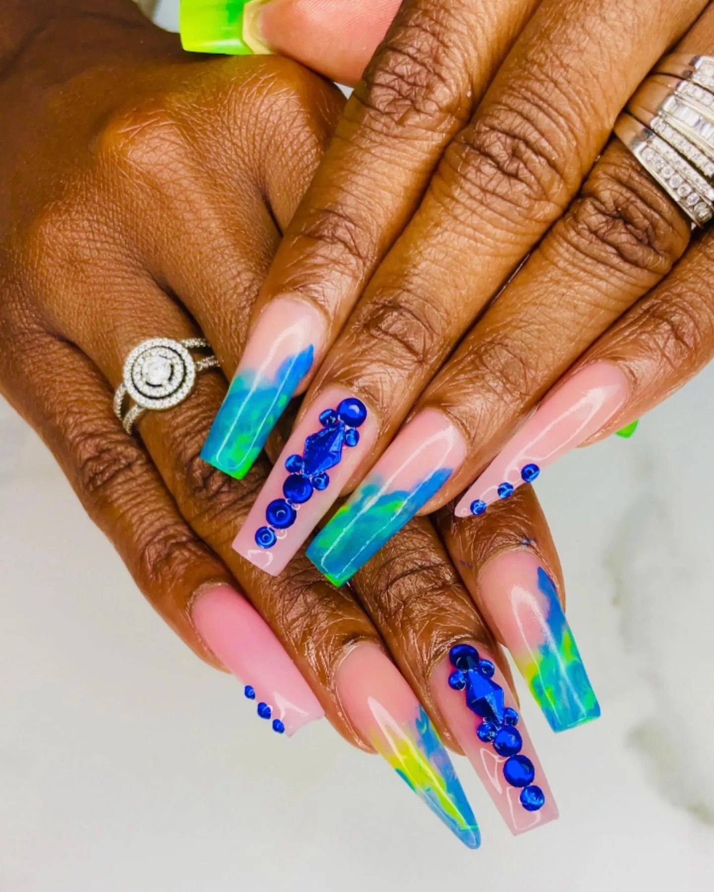 Watercolor Glitter Nails