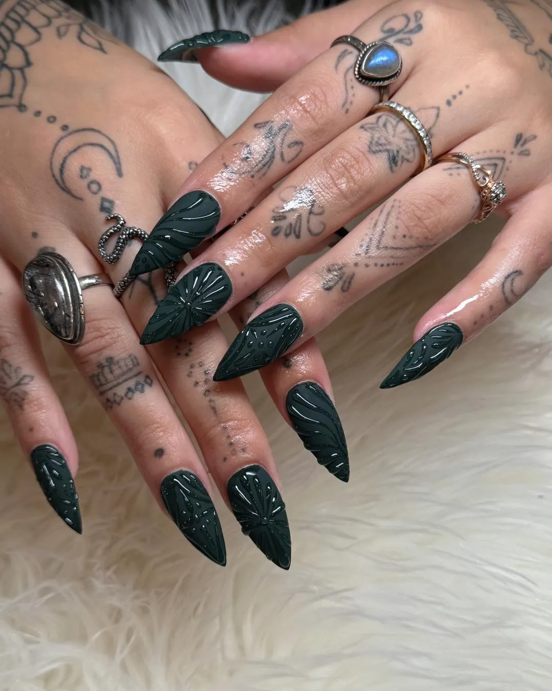 Matte Black Stiletto Nails