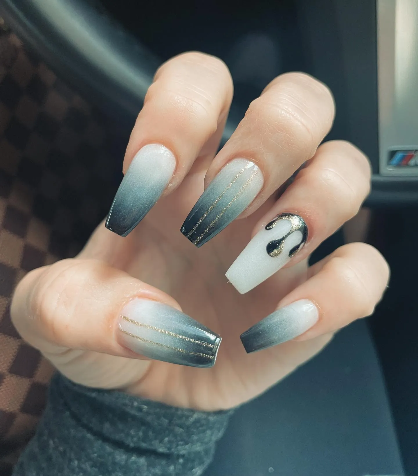 Acrylic Black Ombre Nails