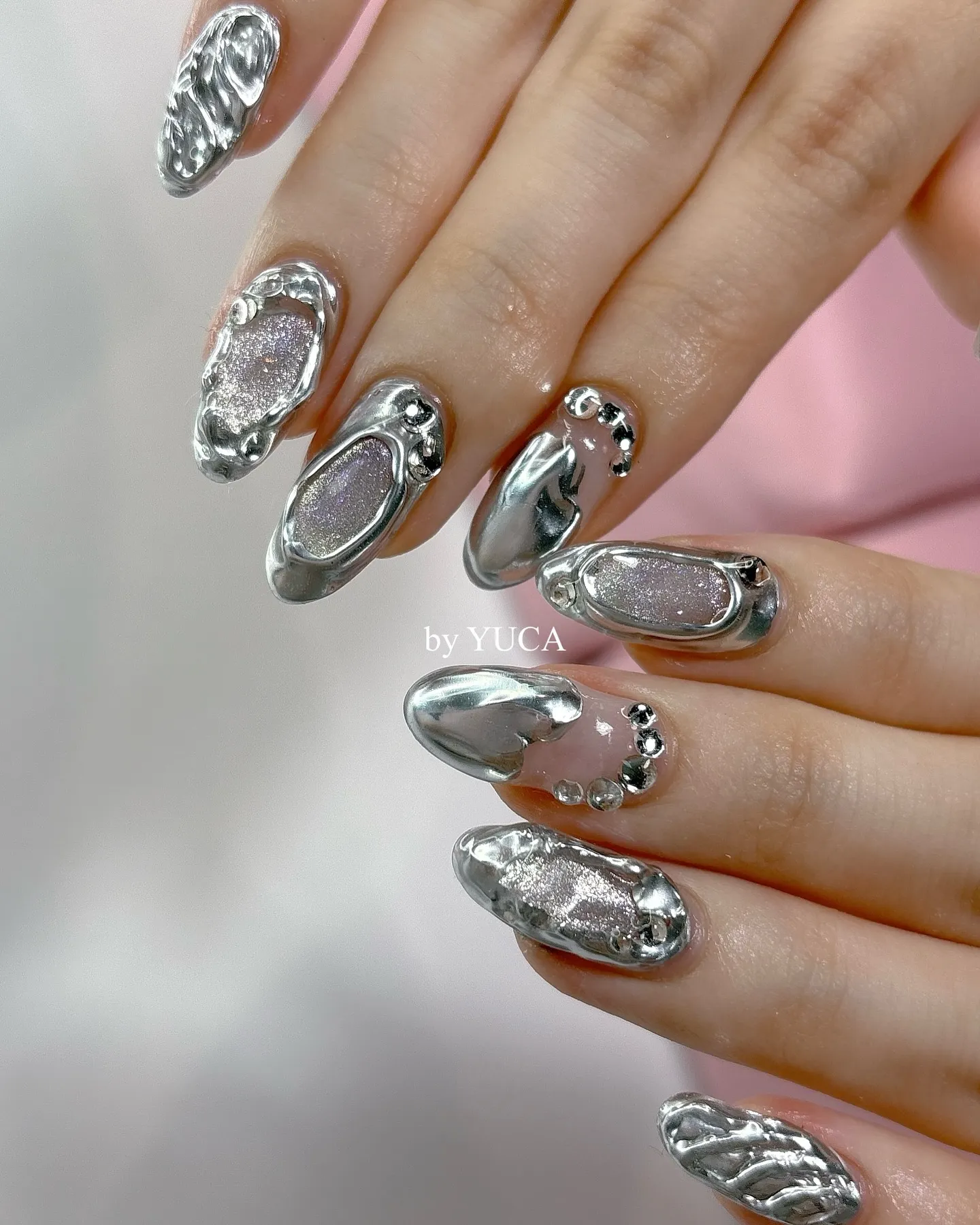 Nails With Rhinestone Accents