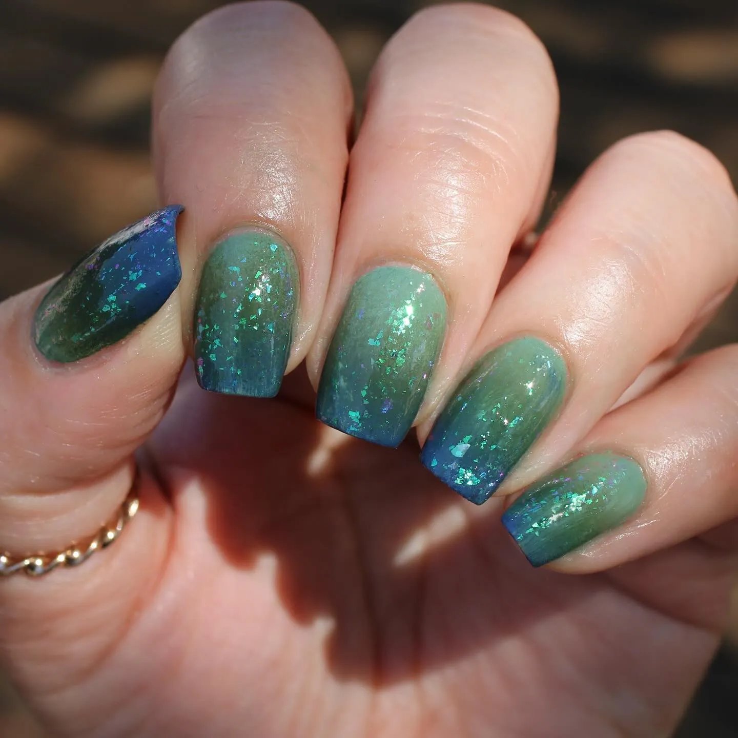 Blue Glitter Gradient Nails