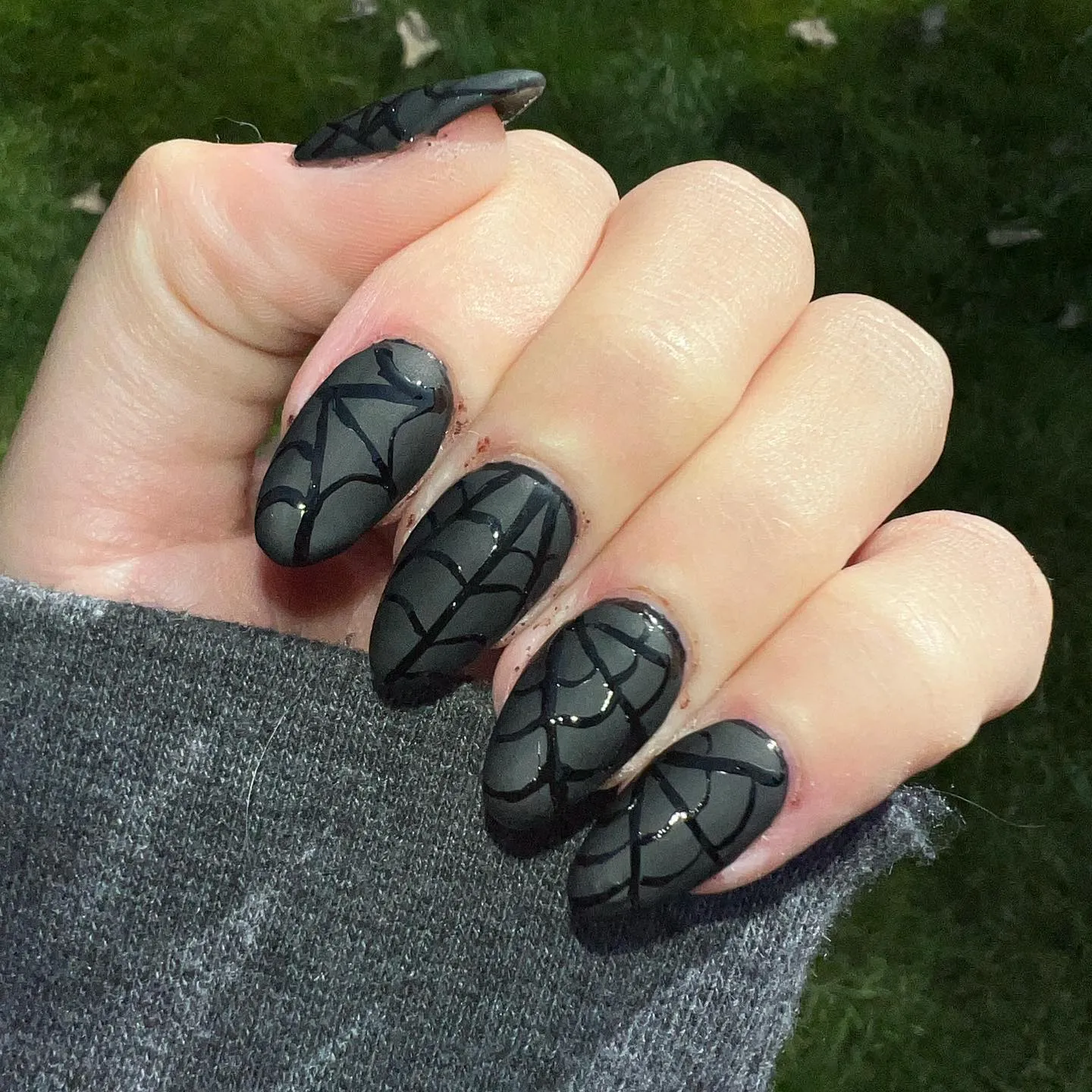 Abstract Black Matte Nails