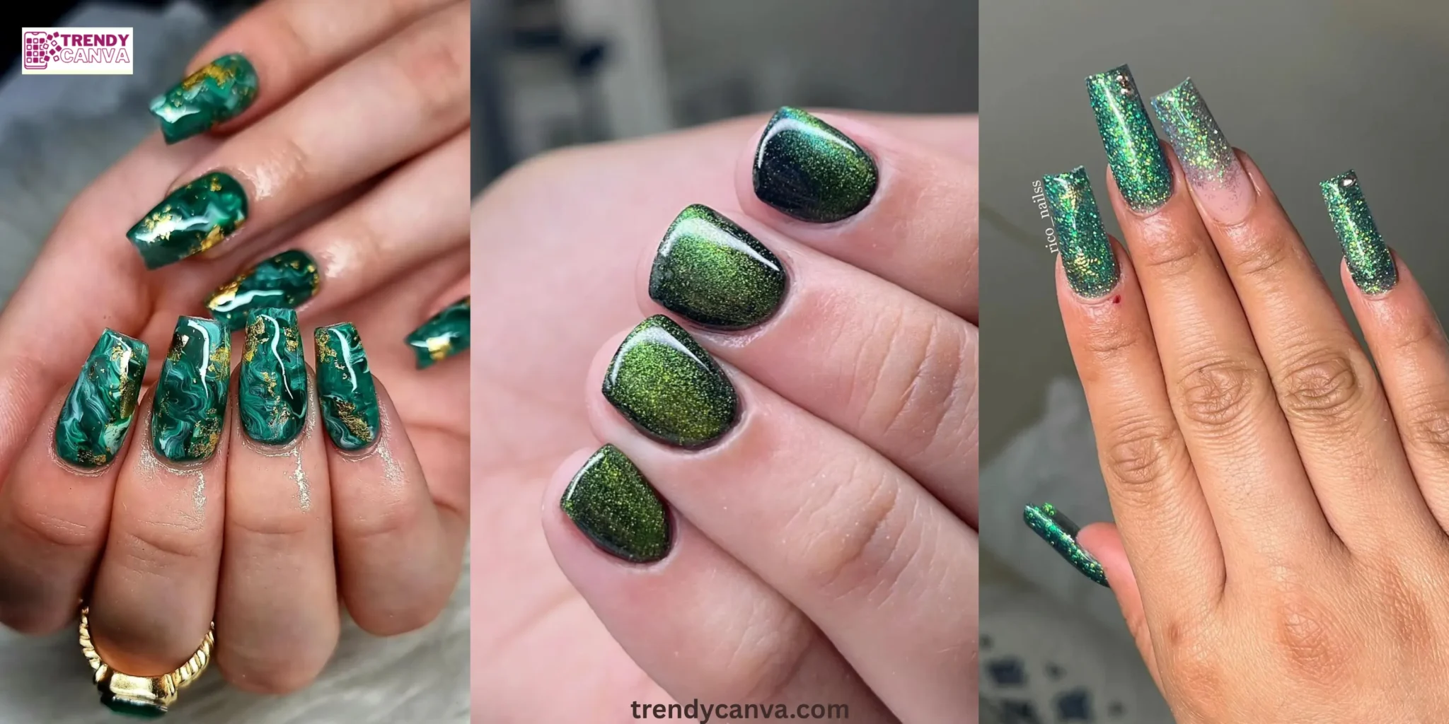 Top 33 Green Glitter Nail Designs You'll Love