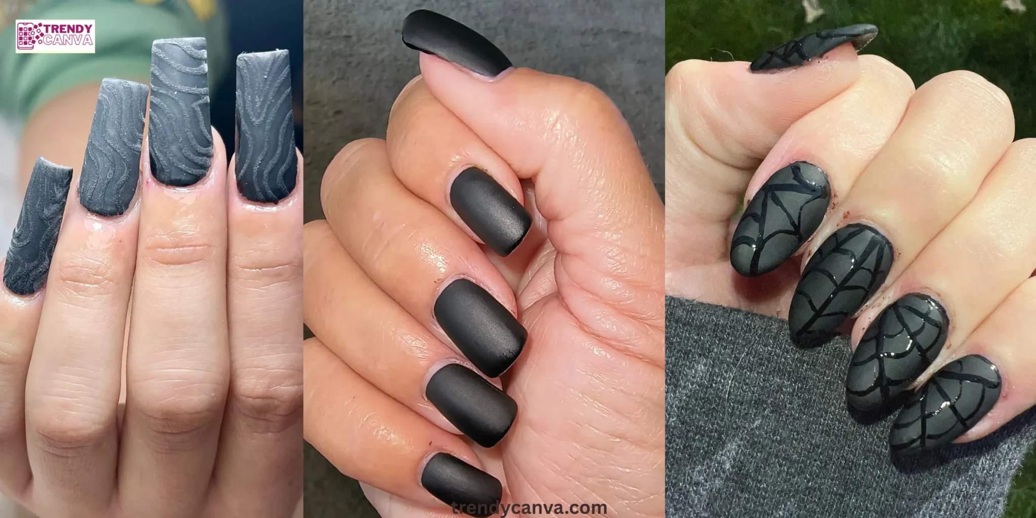 40 Trendy Matte Black Nail Designs for a Bold Look
