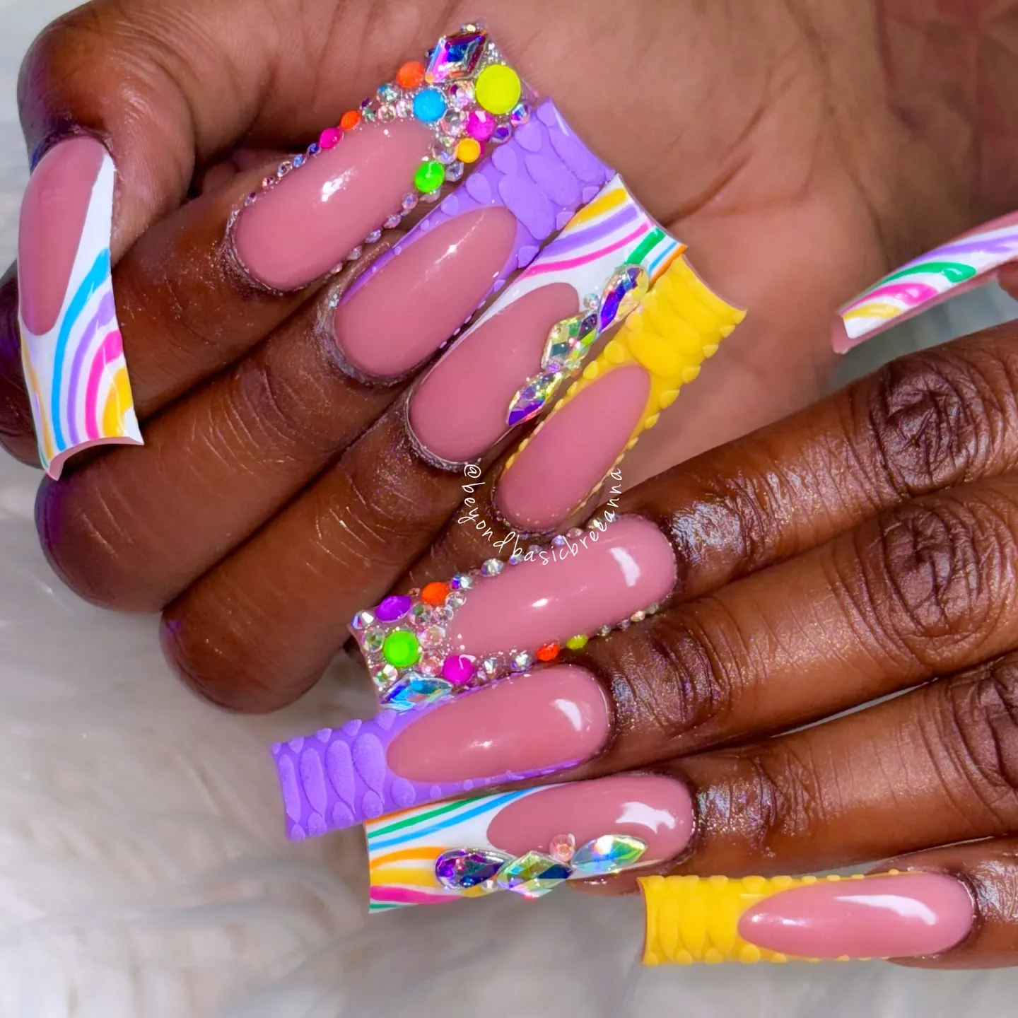French Tip Coffin Nails