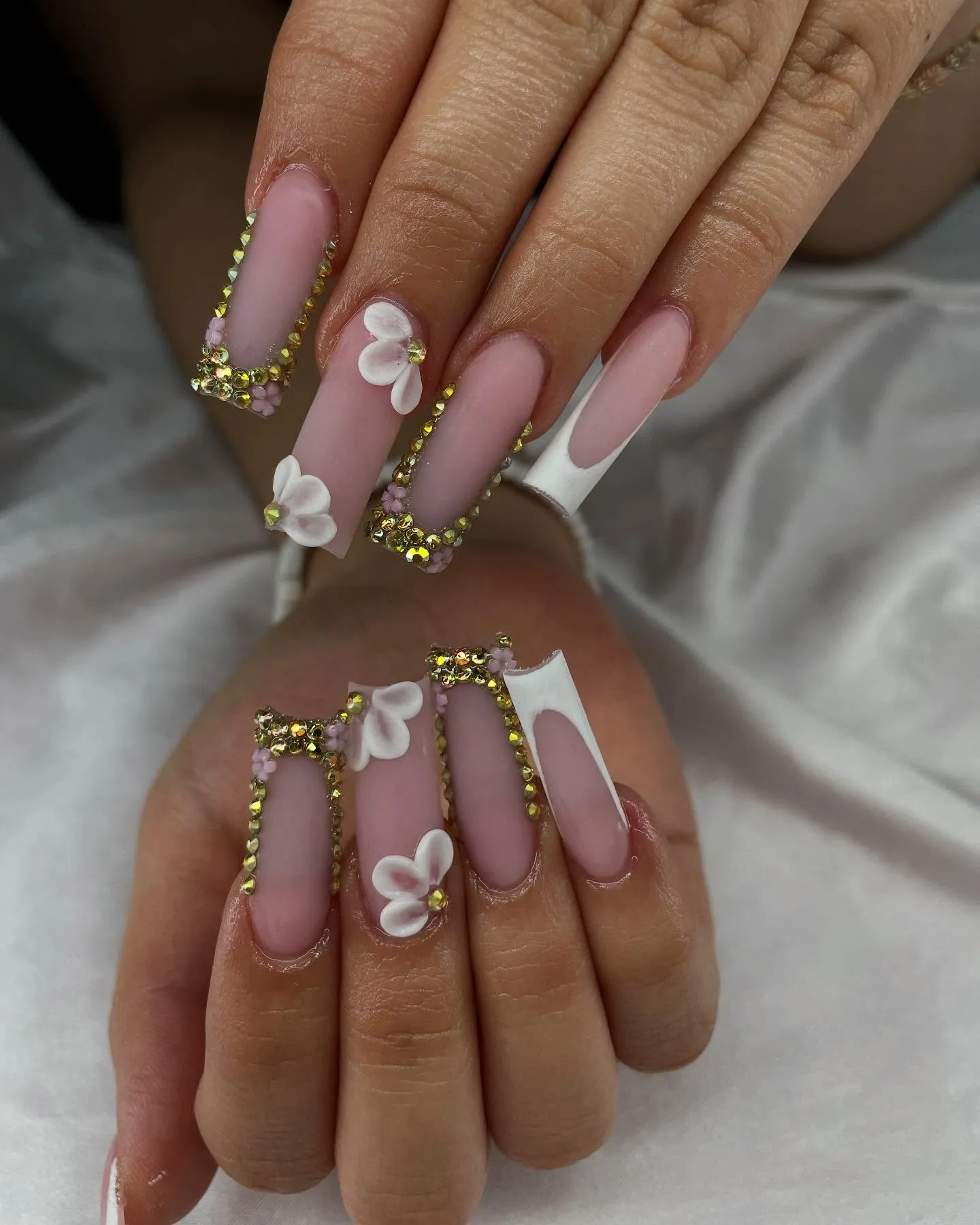Matte Pink Nails with Glitter Accents