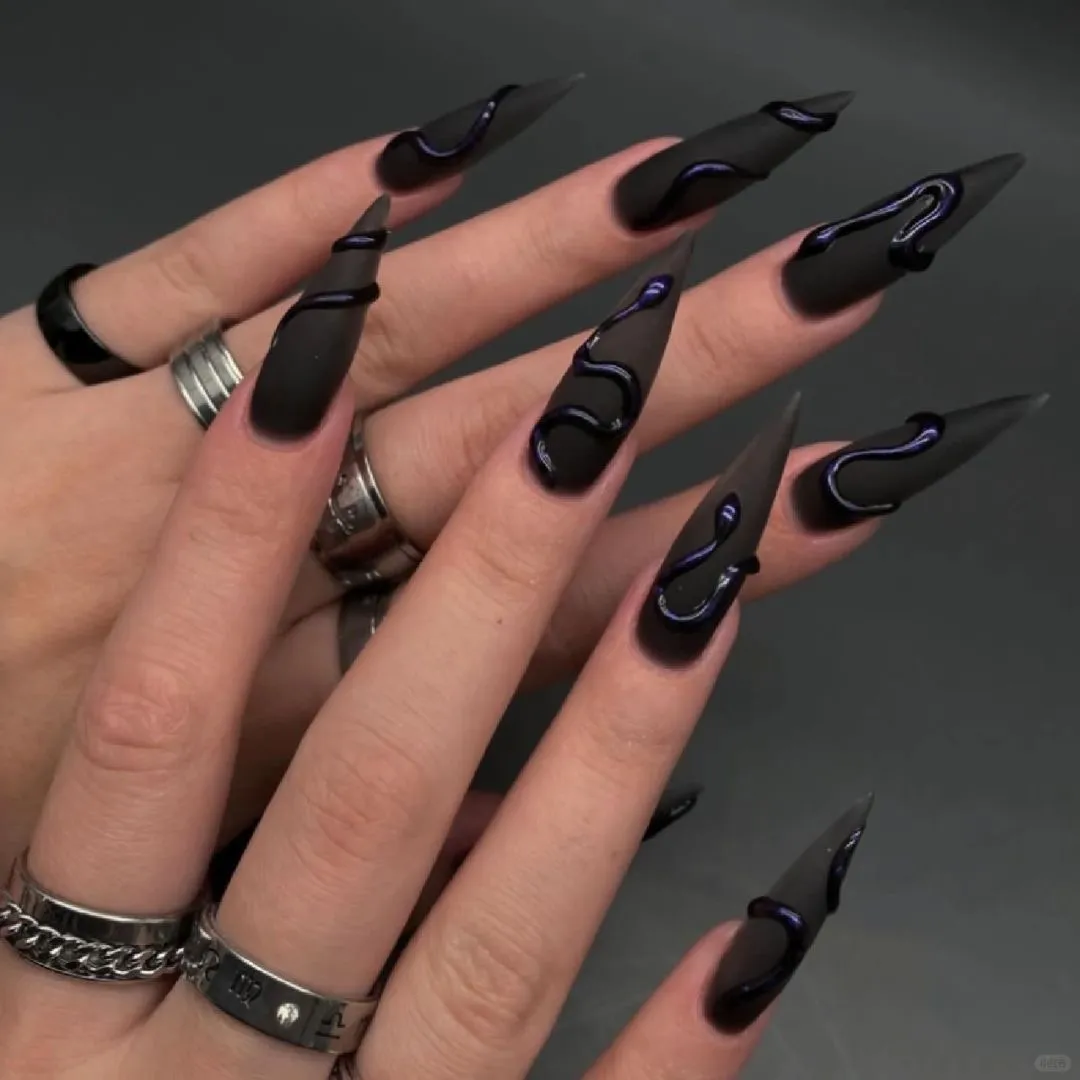 Gothic Matte Black Nails