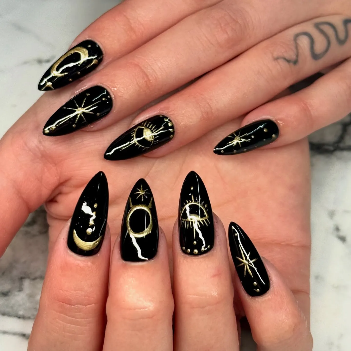 Black and Gold Chrome Nails