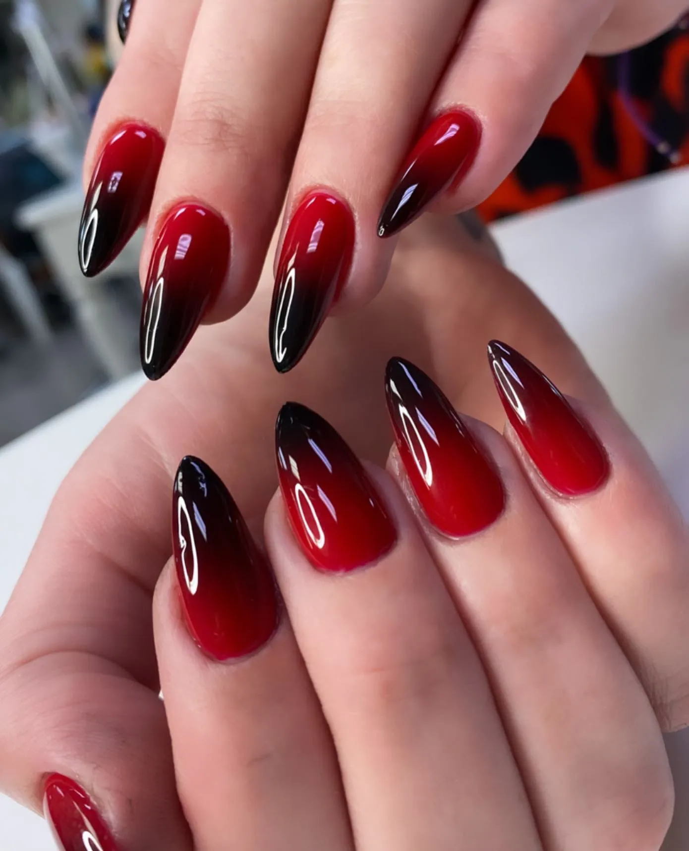 Black and Red Chrome Nails